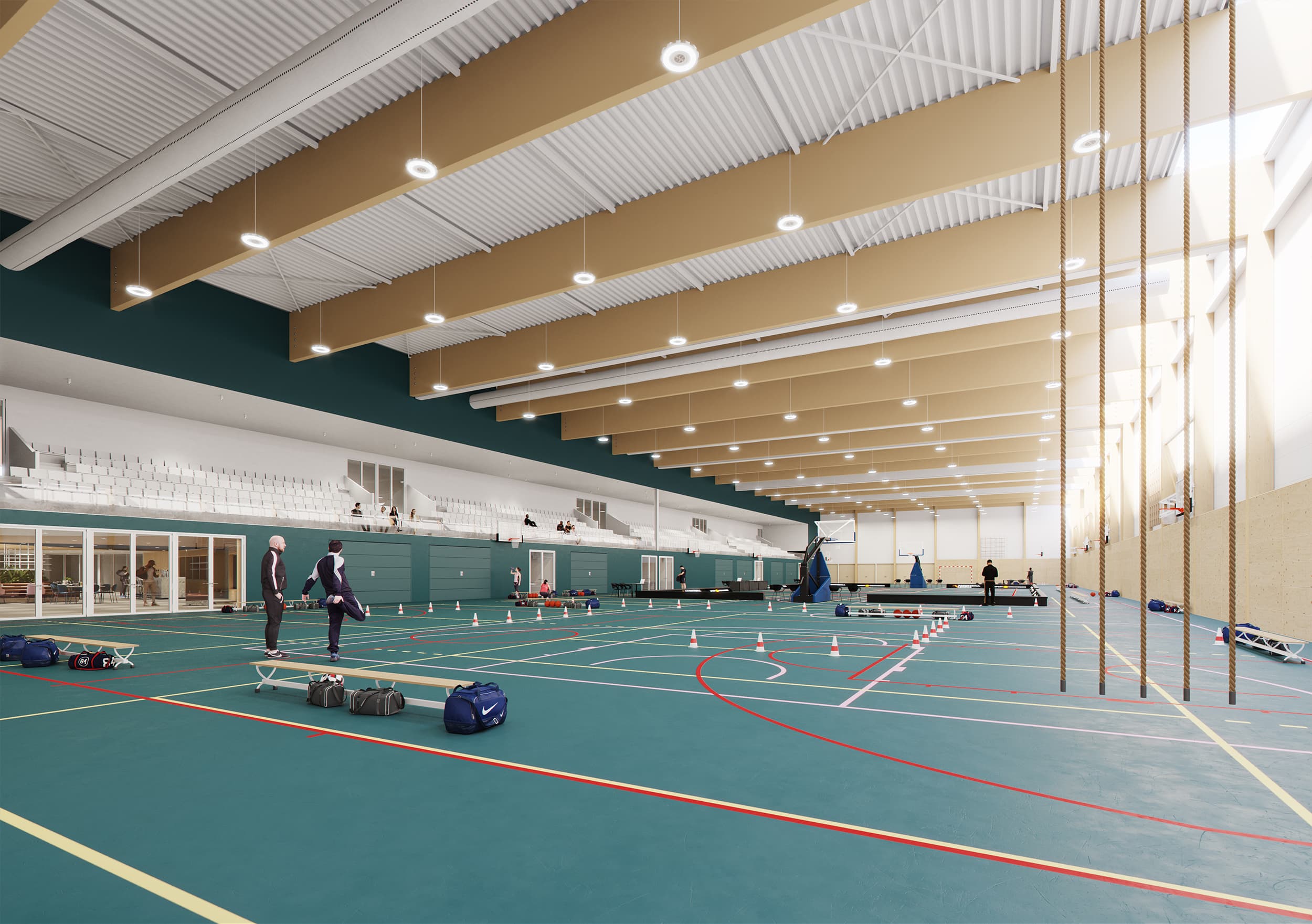 De vernieuwde sporthal van Merwestein.